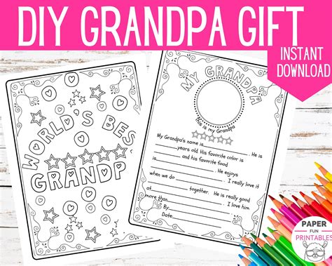 grandpa fathers day printable gift  etsy