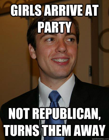 girls arrive at party not republican turns them away college republican quickmeme