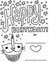 Birthday Coloring Printable Cards Happy Card Pages Color Kittybabylove Source Info sketch template