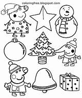 Pig Coloring Peppa Christmas Pages Star Printable Drawing Activities Xmas Kids Winter Tree Santa Easy Color Early Hat Years Bell sketch template