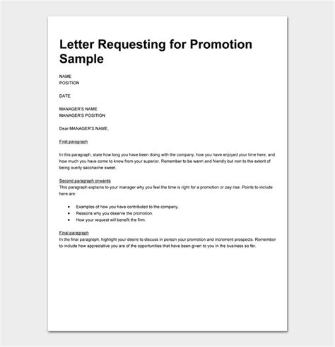 promotion request letter  sample letters format lettering job