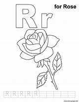 Rose Coloring Letter Pages Alphabet Printable Rr Color Printablee sketch template