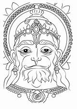 Hanuman Pages Coloring Printable Hinduism Face Kids Adults sketch template