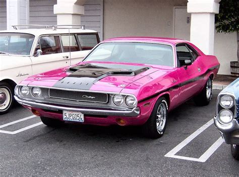 dodge challenger  pink dodge challenger muscle cars pink car