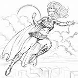 Coloring Superhero Supergirl Girl Pages Super Superheroes Drawing Printable Female Superwoman Woman Drawings Comments Popular Coloringhome Getdrawings sketch template