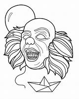 Pennywise Clown Payaso Wise Laughing Xcolorings sketch template