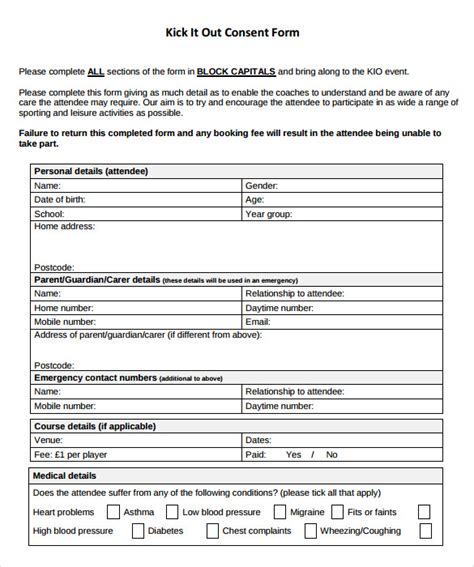 medical consent form   samples examples format sample