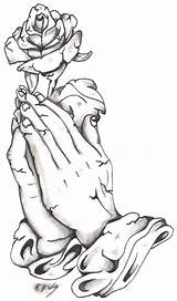 Hands Praying Prayer Drawing Tattoo Hand Rose Coloring Clipart Drawings Cholo Tattoos Roses Jesus Line Pages Designs Draw Fish Stone sketch template