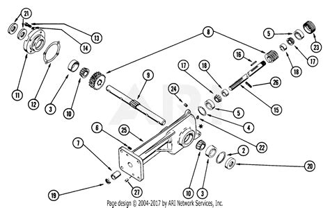 ariens   rt hp tec  tiller parts diagram  tiller gear case assembly