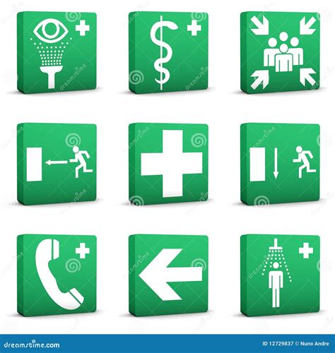 green safety signs set  royalty  stock photography image