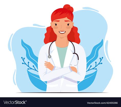 Redhead Doctor Female With Stethoscope Royalty Free Vector