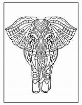 Elephant Coloring Mandala Pages Printable Adults sketch template