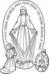 Virgen Milagrosa Miraculous Medalla Miraculeuse Laboure Bernadette Paz Lourdes Vierge Colorier Médaille Vestita Aparecida Medaille Día Reli Ensinanzaere Immaculée Conception sketch template