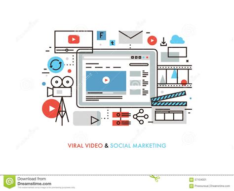 viral video production flat line illustration stock vector