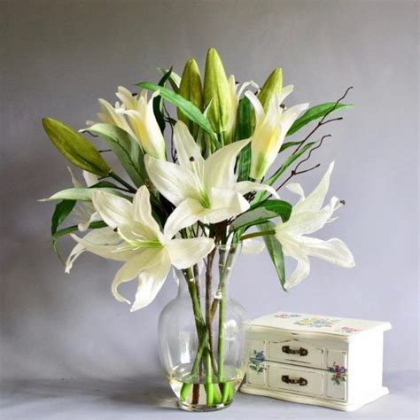 Artificial White Casablanca Lily Aquafleur Artificial Flowers