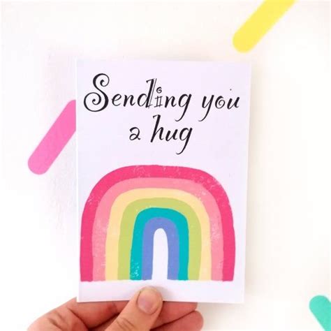 sending  hug card sending  hug   post rainbow hug etsy send