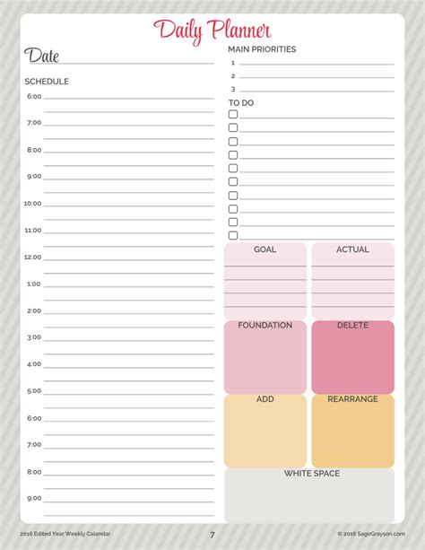 printable worksheet daily planner   sage grayson life editor