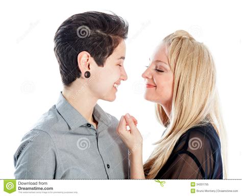 same sex couple isolated on white background stock image