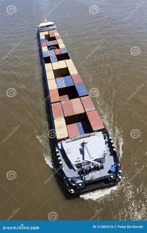 containerschip stock foto image  rivier macht rotterdam
