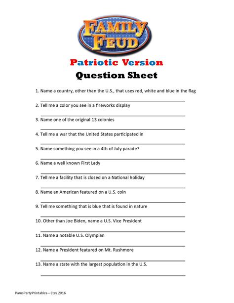 christmas family feud questions  answers printable  web
