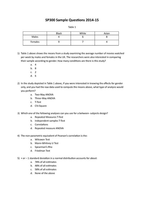 statistics samplepractice exam questions  answers sp sample