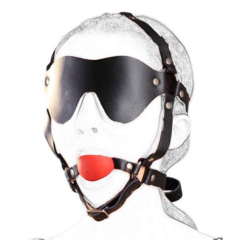 camatech leather head harness with blindfold and solid silicon muzzle
