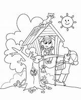 Coloring Treehouse Topcoloringpages Colouring House Summer Tree Children Color Print sketch template