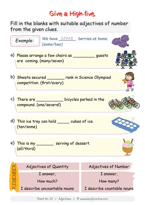 worksheets  adjectives grade   english keypractice workbooks
