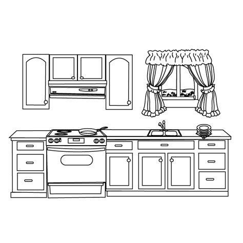 kitchen room buildings  architecture printable coloring pages