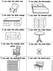 drawing  coloring worksheets furniture  enchantedlearningcom