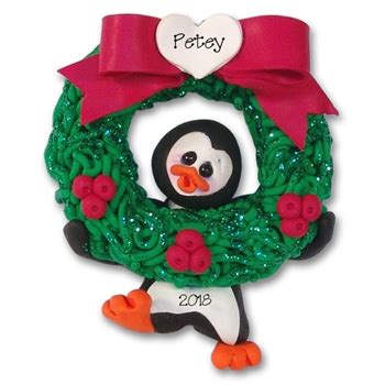 deb   christmas petey penguin wwreath personalized christmas