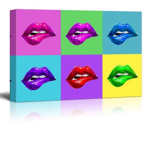 wall26 canvas wall art multi color pop art with sexy lips giclee