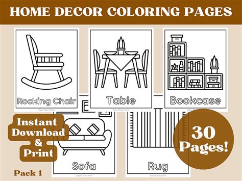 home decor coloring pages adult coloring pages printable etsy