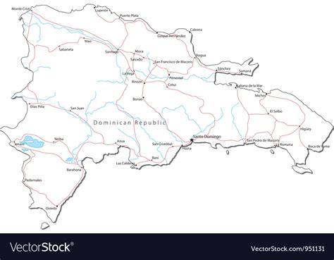 Dominican Republic Black White Map Royalty Free Vector Image