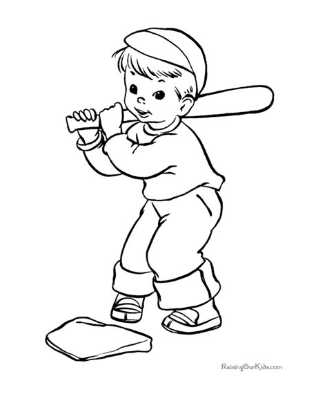 printable kid page  color  baseball coloring pages summer