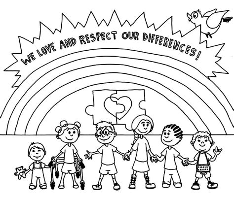 love  respect  differences coloring page  print