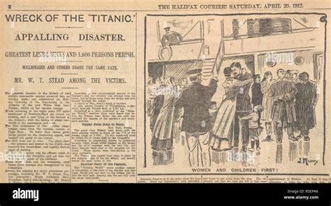 titanic sinking newspaper  res stock photography  images alamy
