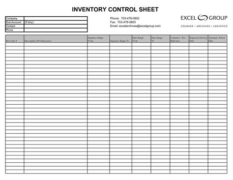 inventory sheet template  db excelcom