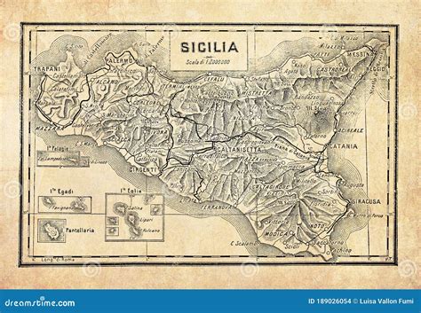 Ancient Map Of Sicily Island Stock Illustration Illus