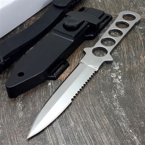 scuba diving stainless steel fixed blade knife survival hunting serrated ebay