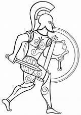 Hoplite Grec Guerrier Greco Griekse Guerriero Oplita Antico Strijder Krieger Oude Shield Altgriechischer Bouclier Wapens Sketch sketch template