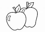 Apple Coloring Pages Two Printable Kids Fruits Fruit Print Simple Colouring Clipart Clip Picking Appliques Sewing Templates Perfect Procoloring sketch template