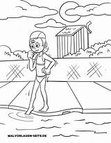 Baderegeln Malvorlage Achtung Wasser sketch template