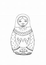 Coloring Folk Matryoshka Russian Pages Printable Dolls Mexican Drawing Nesting Illustration Pdf Birds Getdrawings Doll Argov Dina Revisit Later Favorites sketch template
