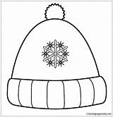 Winter Hat Coloring Pages Snowflakes Color sketch template