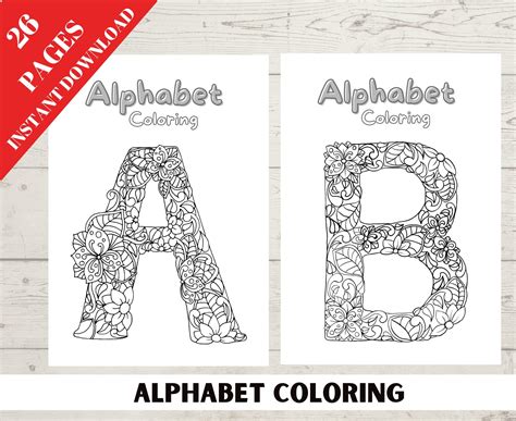 printable alphabet coloring pages instant  abc etsy canada