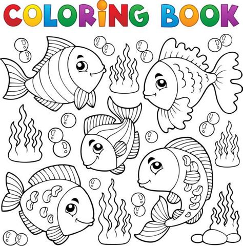 coloring book  fish theme  eps vector illustration