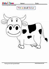 Cow Coloring Kidzezone Tracing Prek sketch template