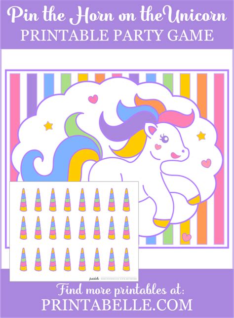 pin  horn   unicorn printable party game printabelle