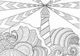 Kolorowanka Morska Druku Latarnia Landschaft Kolorowanki Adult Gezeichnete Leuchtturm Seascape Vektoren Adultos Planetadziecka sketch template